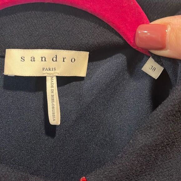 Sandro Textured Dress With Braid Trims 38/US 6 - Picture 4 of 5